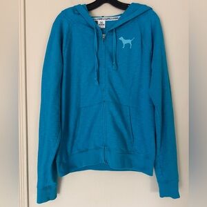 Victoria's Secret PINK Blue Zip Up Hoodie - Size L